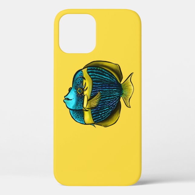 Cute Fish Blue Yellow Kids Case-Mate iPhone Case (Back)