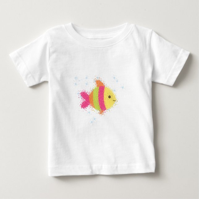 Cute Fish Cartoon Baby T-Shirt (Front)