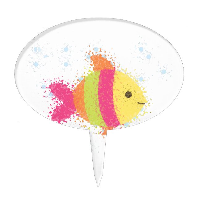 Cute Fish Cartoon Cake Topper (Front)
