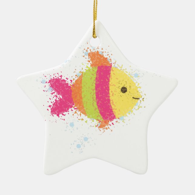 Cute Fish Cartoon Ceramic Ornament (Front)