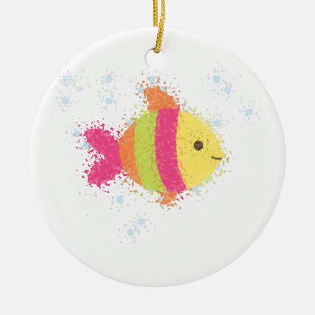 Cute Fish Cartoon Ceramic Ornament (Front)
