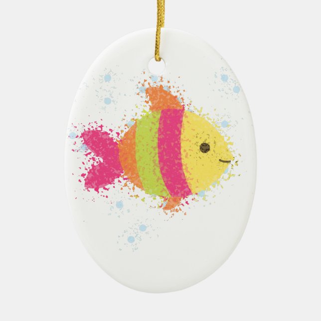 Cute Fish Cartoon Ceramic Ornament (Front)
