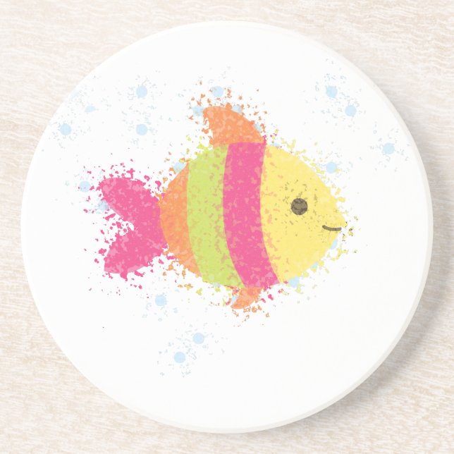 Cute Fish Cartoon Drink Coaster (Front)