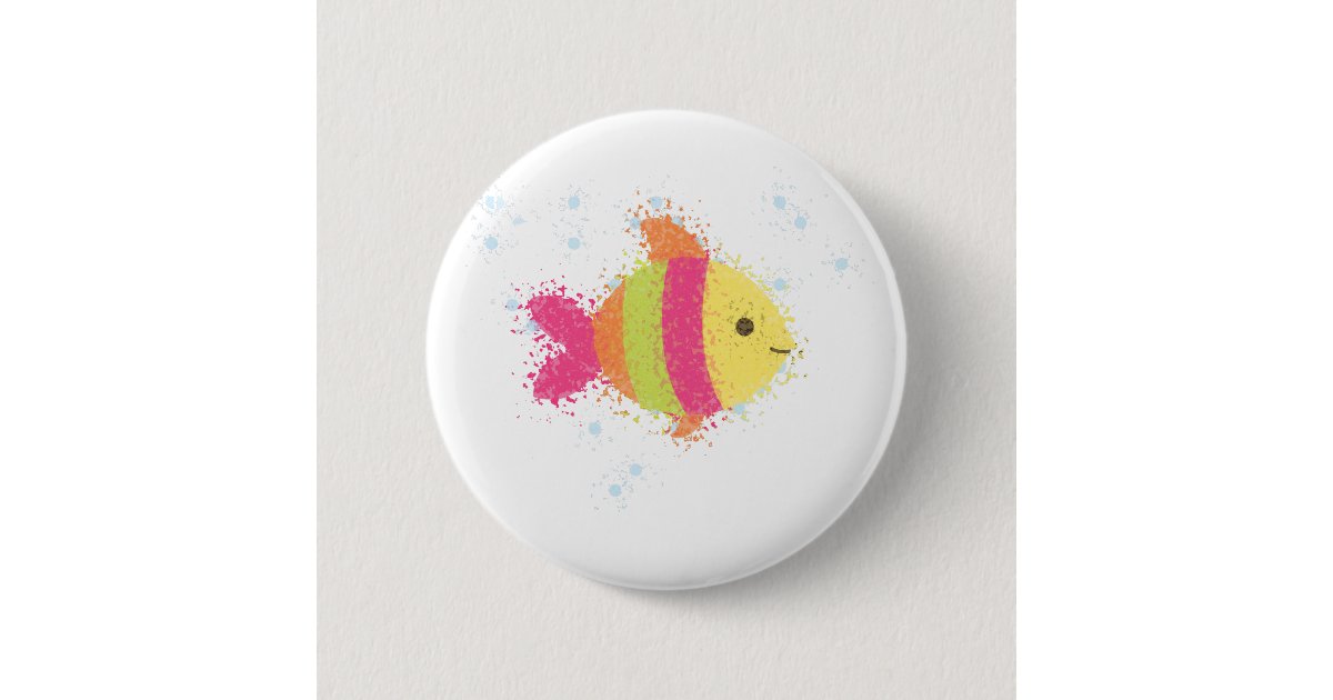 Cute Fish Cartoon Pinback Button | Zazzle