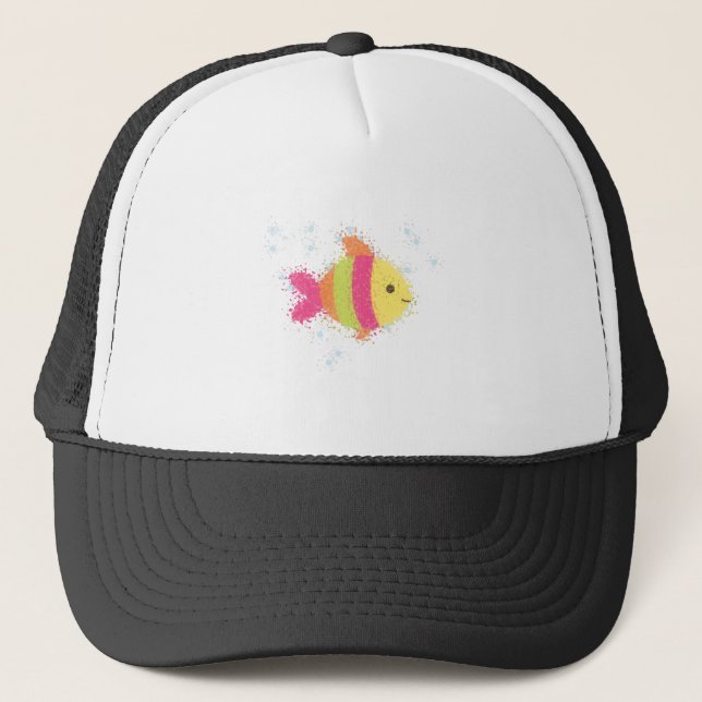 Cute Fish Cartoon Trucker Hat (Front)