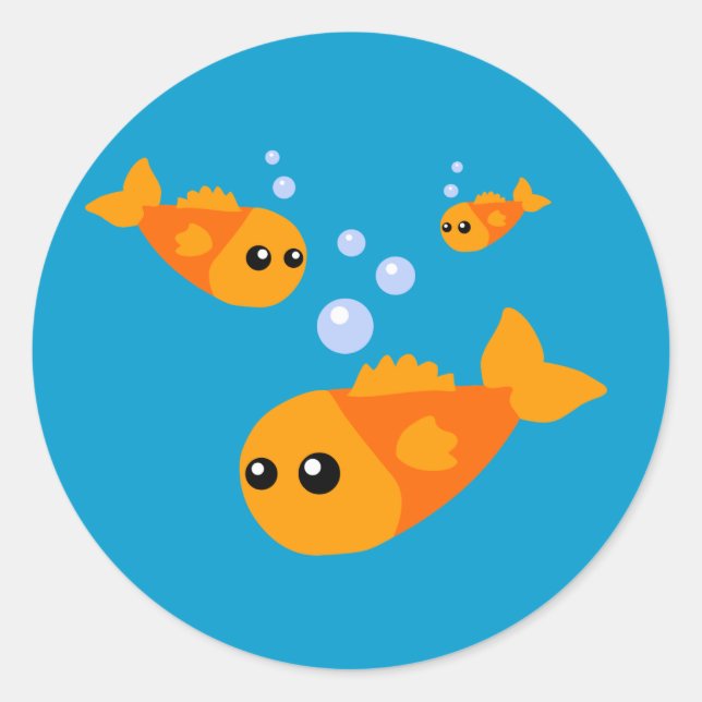 Cute Fish Classic Round Sticker (Front)