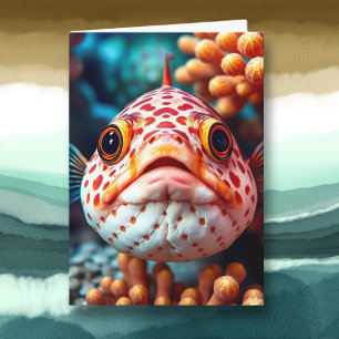Cute Fish Close Up Checking On You Card