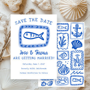 Cute Fish Hand Drawn Sweet Beachy Custom Save The Date