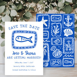 Cute Fish Hand Drawn Sweet Beachy Custom Save The Date