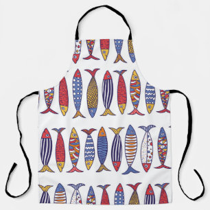 Cute Fish Illustration: Kids Seamless Background Apron