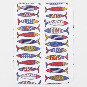 Cute Fish Illustration: Kids Seamless Background Baby Blanket
