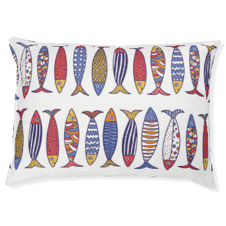 Cute Fish Illustration: Kids Seamless Background Pet Bed