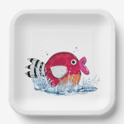 Cute Fish In Water Paper Plates