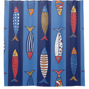 Cute fish. Kids background. Seamless pattern Shower Curtain