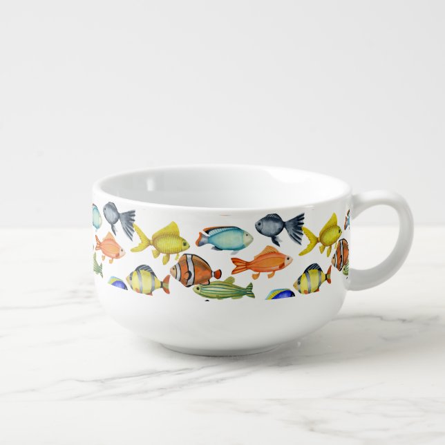 Cute Fish lovers cabin kitchen Soup Mug (Left)