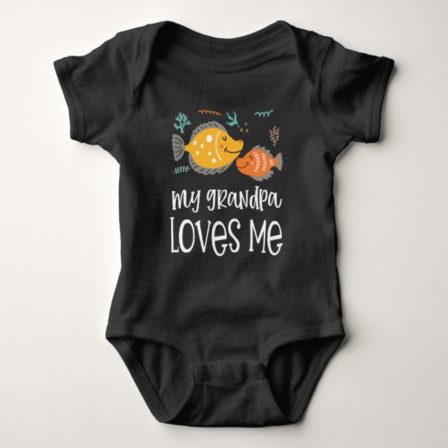 Cute Fish 🐠 My Grandpa Loves Me - Grandchild Gift Baby Bodysuit (Front)