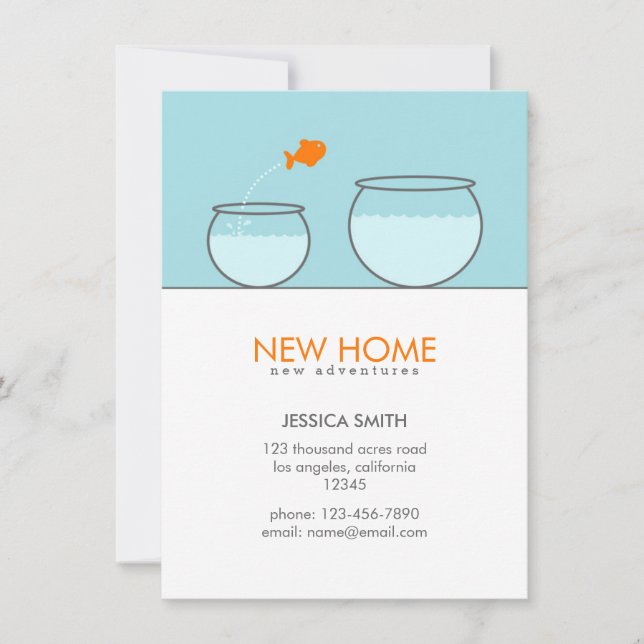 Cute Fish New Home Funny Announcement (Front)