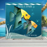 Cute Fish Ocean Beach House Ceramic Tile<br><div class="desc">Tile featuring an artistic design with two fishes. Beautiful for a beach house,  coastal home or beach style interior.</div>
