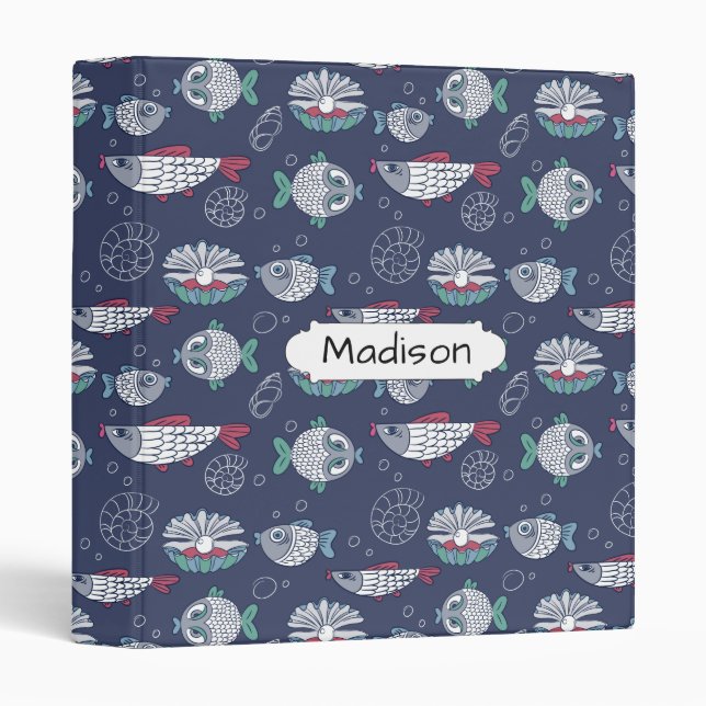 Cute Fish Pattern custom name binders (Front/Spine)