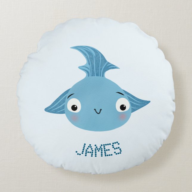 Cute fish round pillow (Front)