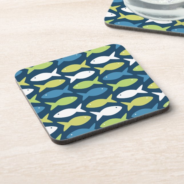 Cute Fish Under The Sea Nautical Lake House Decor Beverage Coaster (Left Side)