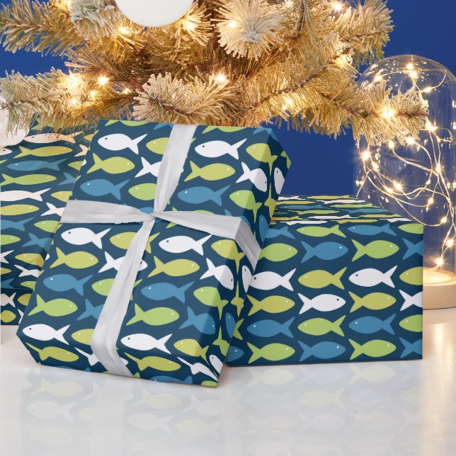 Cute Fish Under The Sea Nautical  Wrapping Paper (Holidays)