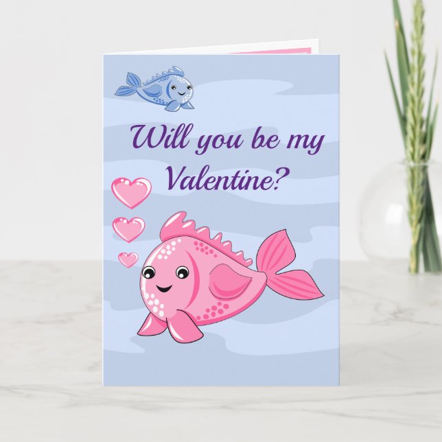 Cute Fish Valentine Folded Greeting Card (Front)