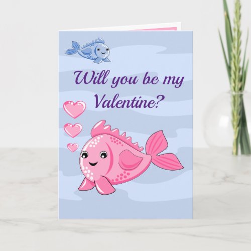 Cute Fish Valentine Folded Greeting Card