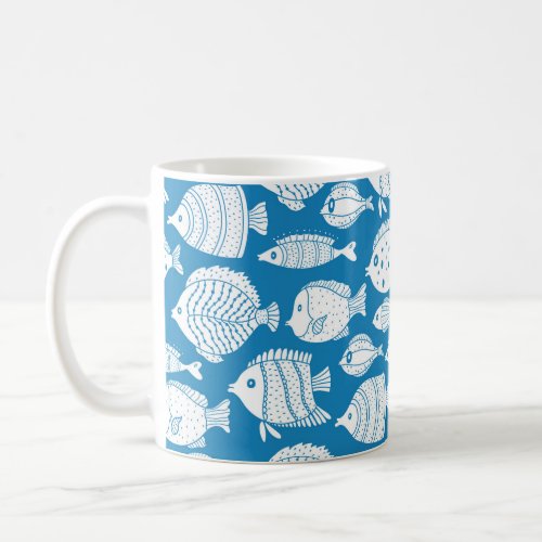 Cute fish vintage set Decorative illustration Co Coffee Mug