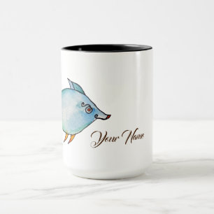 Cute Fish Watercolor Art Custom Name Mug