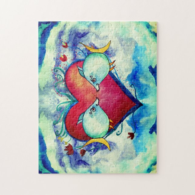 Cute Fishes & Heart Jigsaw Puzzle (Vertical)