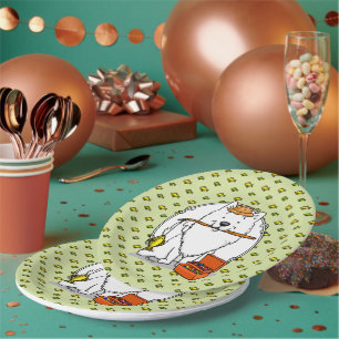 Cute Fishing American Eskimo Dog - Eskie Paper Plates