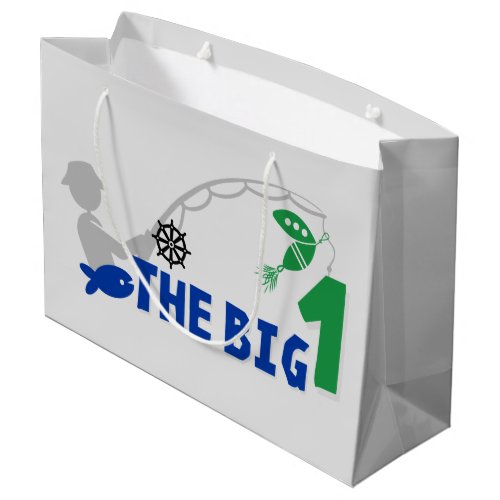 cute fishing baby boy first Birthday Large Gift Bag