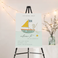 Cute Fishing Bear Star Any Age Birthday Welcome