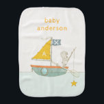 Cute Fishing Bear Star Sailboat Kids Monogram Baby Burp Cloth<br><div class="desc">For any further customisation or any other matching items,  please feel free to contact me at yellowfebstudio@gmail.com</div>