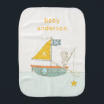 Cute Fishing Bear Star Sailboat Kids Monogram Baby Burp Cloth<br><div class="desc">For any further customisation or any other matching items,  please feel free to contact me at yellowfebstudio@gmail.com</div>