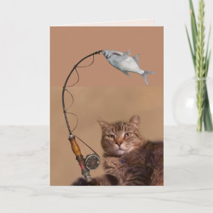 Cute Fishing Cat Father's Day Card
