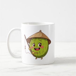 Cute Fishing Coconut Cartoon - Tropical Summer Vib Coffee Mug