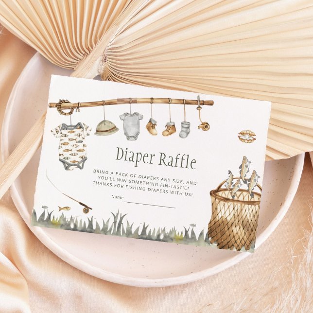 Cute Fishing Little Fisherman Diaper Raffle  Enclo Enclosure Card (Creator Uploaded)