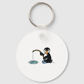 cute fishing penguin keychain