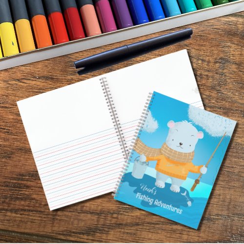 Cute Fishing Polar Bear Kid Journal 