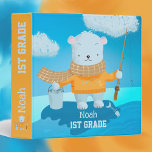 Cute Fishing Polar Bear Kid School Binder<br><div class="desc">A cute blue and orange school binder for kids with an adorable cartoon polar bear back from a fishing trip . 
© ArianeC Illustrations-All rights reserved</div>