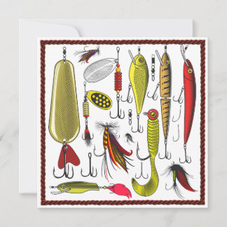Cute Fishing Tackle Happy Fathers Day Holiday Card