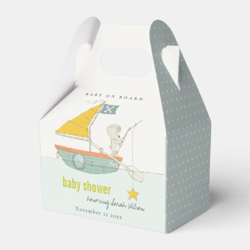 Cute Fishing Teddy Bear Star Sailboat Baby Shower Favor Boxes