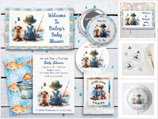Cute Fishing Themed Baby Shower Collection