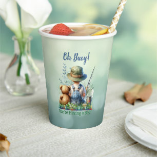 Cute Fishing Themed Boy's Baby Shower Paper Cups