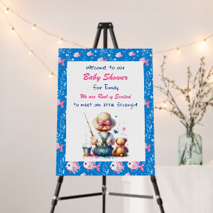 Cute Fishing Themed Girl's Baby Shower Foam Board