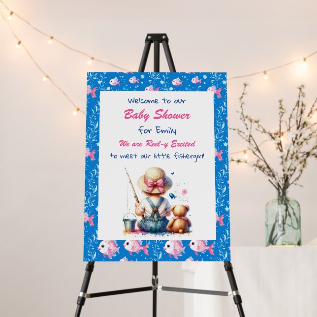 Cute Fishing Themed Girl's Baby Shower  Foam Board (In Situ (Stand))
