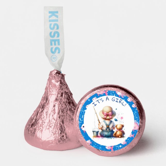 Cute Fishing Themed Girl's Baby Shower  Hershey®'s Kisses® (Front)