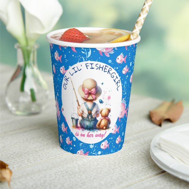 Cute Fishing Themed Girl's Baby Shower  Paper Cups (Insitu)